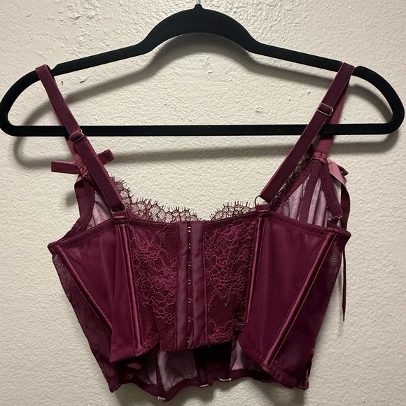 Victorias Secret Burgundy & Pink Flower Secret Dream Angels Corset - Picture 2 of 5